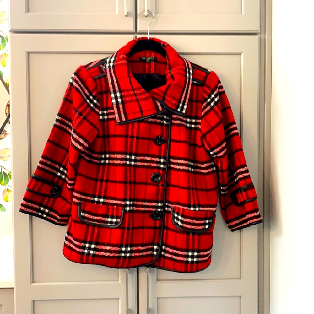 Adorable shorter plaid pea coat size medium petite